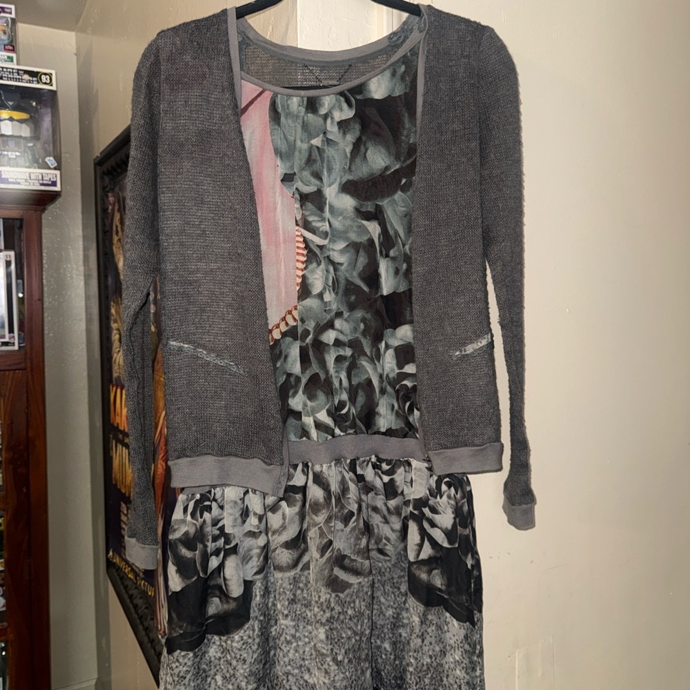 Custo Barcelona Tunic Dress – Mixed Media Knit & Print, Lace Hem